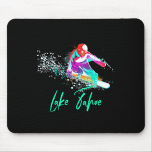 Snowboarding Shirt Vintag Lake Tahoe California Mousepad