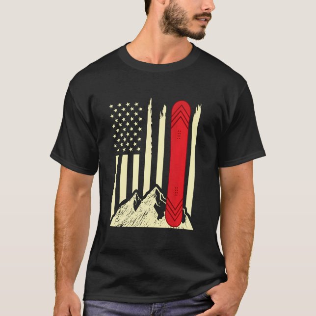 Snowboarding Skiing Snowboard American Flag Snowbo T-Shirt (Vorderseite)