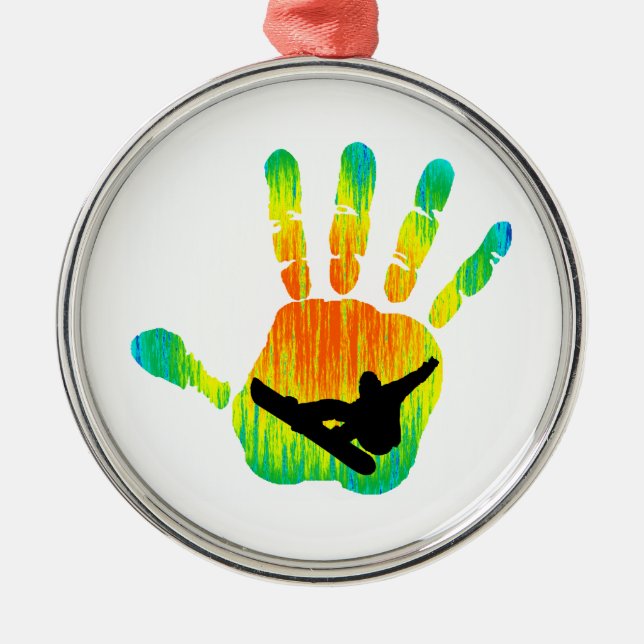 SNOWBOARDING-SPITZE 7 SILBERNES ORNAMENT (Vorne)