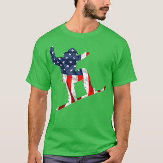 Snowboarding Sport USA Retro American Flag 4. T-Shirt