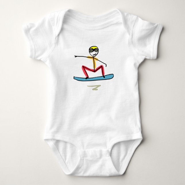 Snowboarding Stickman Baby Strampler (Vorderseite)