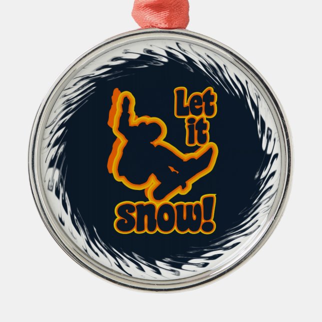 Snowboardverzierung Silbernes Ornament (Vorne)