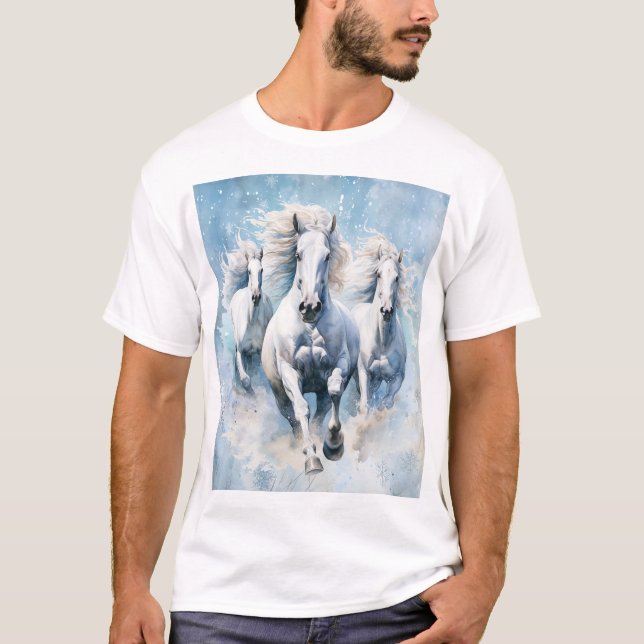 Snowbound Symphony: Galloping White M T-Shirt (Vorderseite)