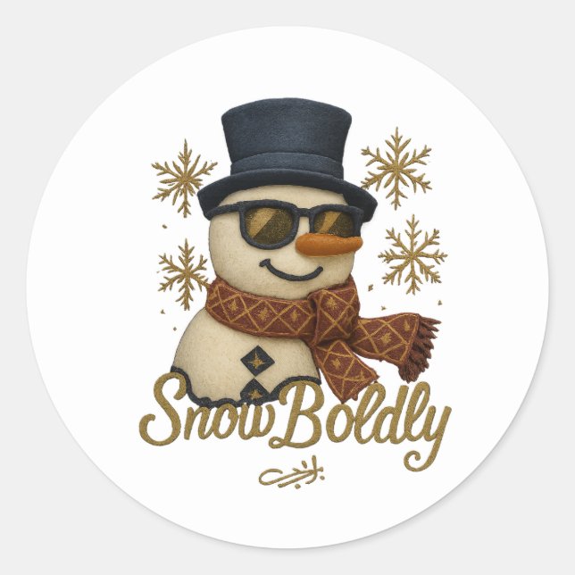 SnowBuddy Glitter Snowman Runder Aufkleber (Vorderseite)