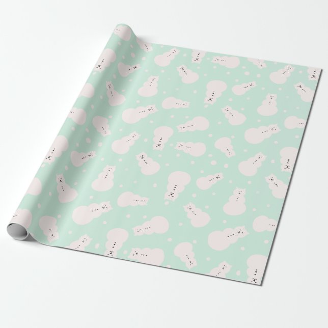 SnowCat Wrap Mint Geschenkpapier (Ungerollt)