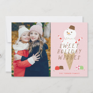 Snowcone Foto Weihnachtskarte - Rosa Ankündigung