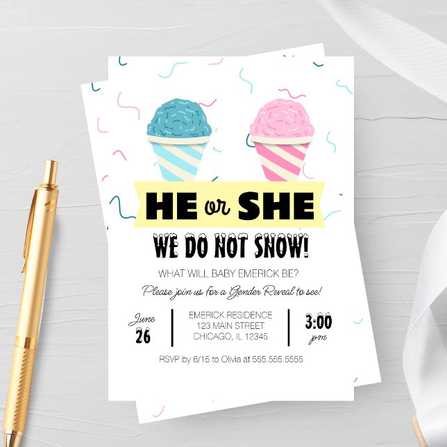 Snowcone Gender Reveal Party Einladung (Von Creator hochgeladen)