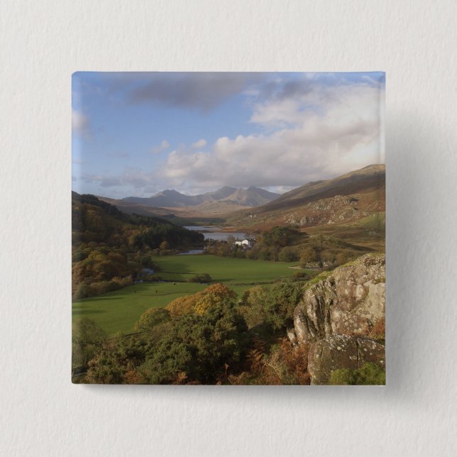 Snowdon von Capel Curig, Gwynedd, Wales (RF) Button (Vorderseite)