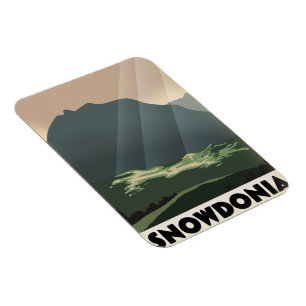 Snowdonia im Stil eines Vintage-Urlaubsposters. Magnet