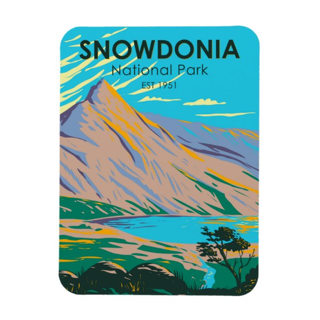 Snowdonia Nationalpark Wales Lake Glaslyn Vintag Magnet (Vertikal)
