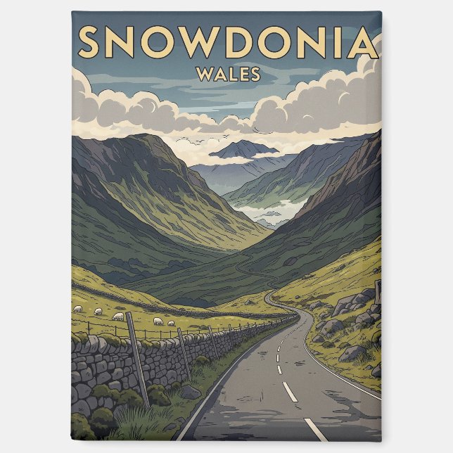 Snowdonia Nationalpark Wales Travel Magnet (Vorderseite)
