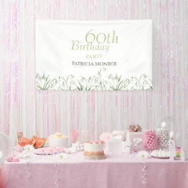 Snowdrop 60th Birthday Watercolor Botanical Banner