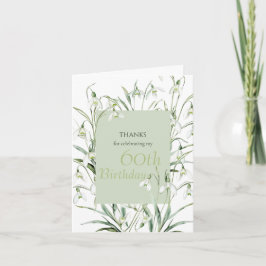 Snowdrop 60th Birthday Watercolor Botanical Green Dankeskarte