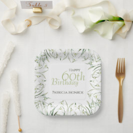 Snowdrop 60th Birthday Watercolor Botanical Pappteller