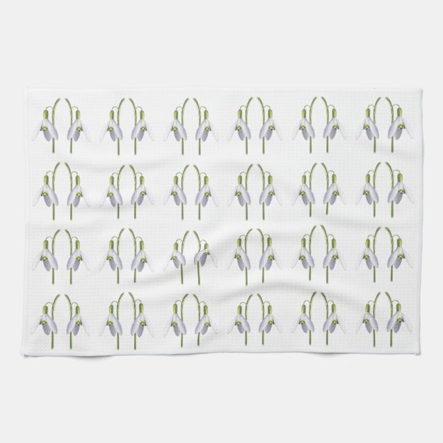 Snowdrop Fabric Muster. Geschirrtuch (Horizontal)