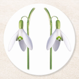 Snowdrop Fabric Muster. Runder Pappuntersetzer