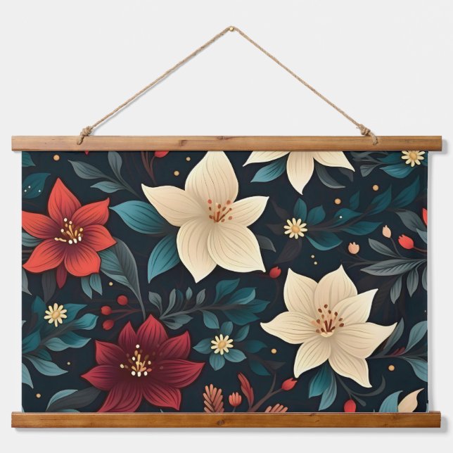 Snowdrop Starry Blooms botanisch Wandteppich Mit Holzrahmen (Vorne)