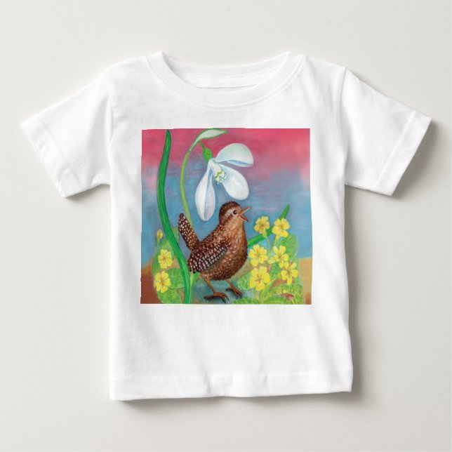 Snowdrop & Wren Vogel beschwören den Frühling Baby T-shirt (Vorderseite)
