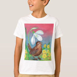 Snowdrop & Wren-Vogel beschwören die Frühjahrsjung T-Shirt