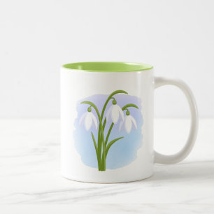 Snowdrops - Frühlingsblumen auf Wasserfarbe Blau Zweifarbige Tasse
