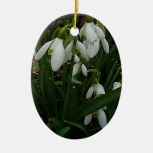 Snowdrops I (Galanthus) Weiße Frühlingsblumen Keramikornament