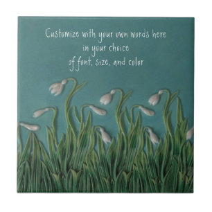 Snowdrops Majolica Imitats Relief c1875 G.Jones Re Fliese