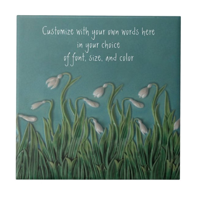 Snowdrops Majolica Imitats Relief c1875 G.Jones Re Fliese (Vorderseite)