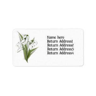 Snowdrops Rückadresse Label. Bearbeitbarer Text Adressaufkleber