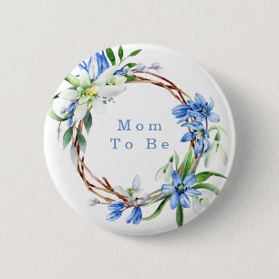 Snowdrops und Scilla Spring Floral Boy Baby Shower Button