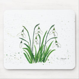 Snowdrops weiße Blume Wasserfarbe Frühjahr Rustika Mousepad