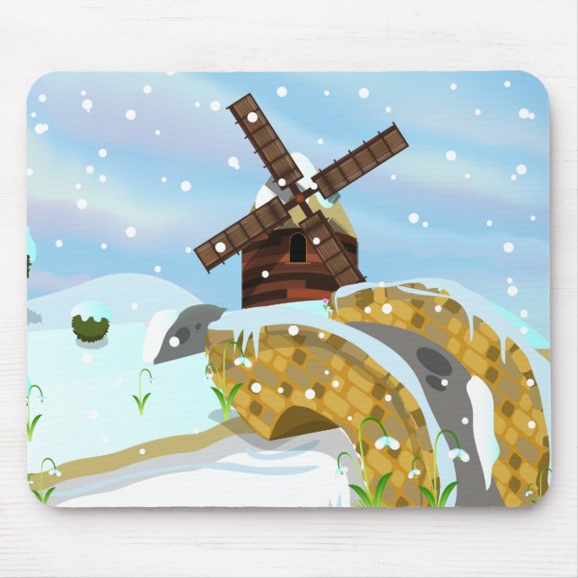 Snowdrops Windmühle Mousepad (Vorne)