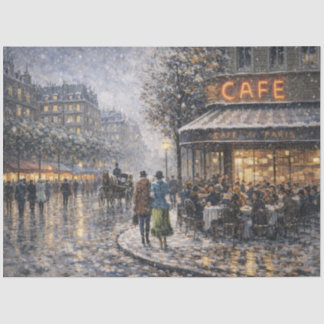 Snowfall at a Parisian Café Seidenpapier