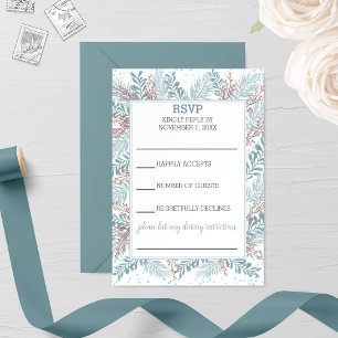 Snowfall Ferns Winter Wedding RSVP Card Karte