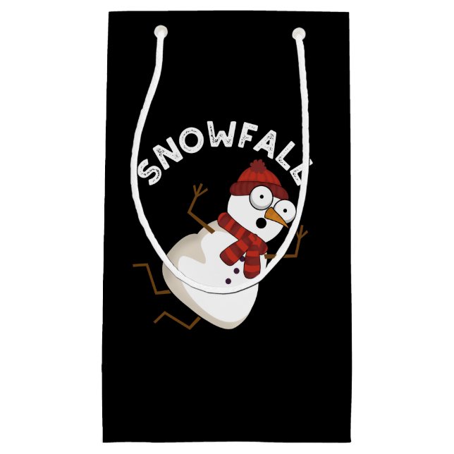 Snowfall Funny Snow Pun Dark BG Kleine Geschenktüte (Vorderseite)