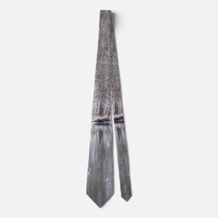 Snowfall Over Finley River Neck Tie Krawatte