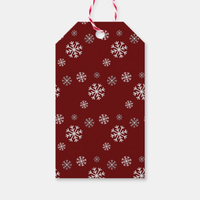 Snowfall Red Gift Tag Geschenkanhänger (Vorderseite)