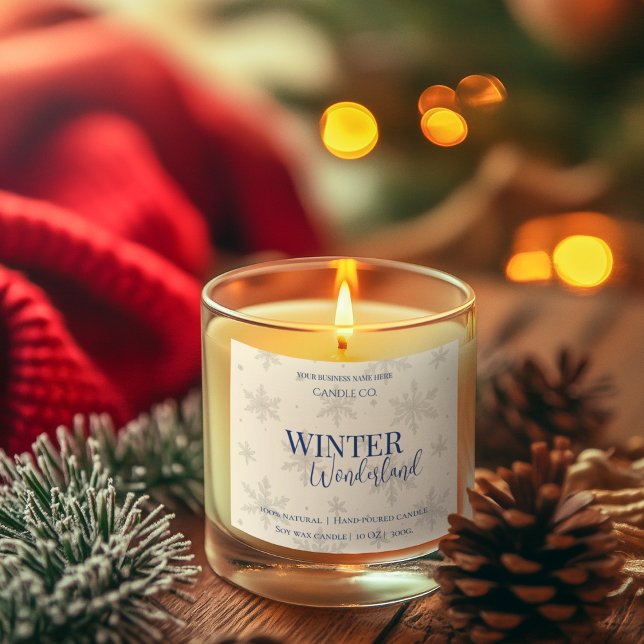 Snowfall Serenity White Tea & Jasmine Candle Label Quadratischer Aufkleber (Von Creator hochgeladen)