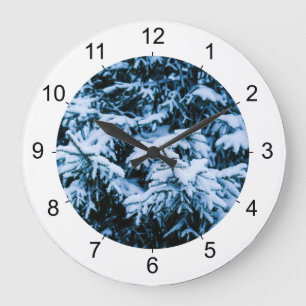Snowfall Winter Christmas Tree Große Wanduhr