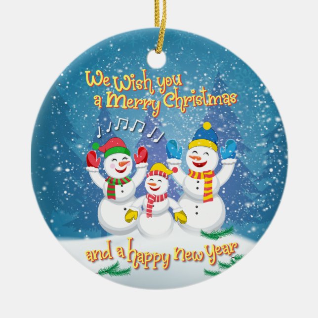 SnowFamily - Weihnachten und Neues Jahr Keramik Ornament (Vorne)