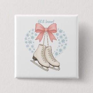 Snowflake and Ice Skates Button