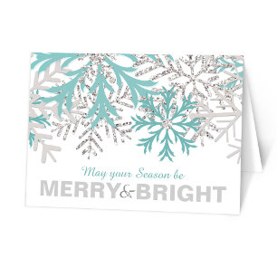 Snowflake Aquamarin Blue Silver Winterurlaub Card Feiertagskarte