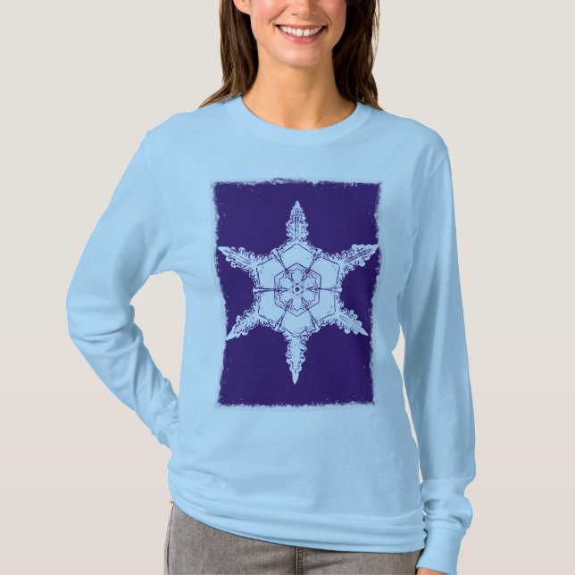 Snowflake Art Winter Holiday Long Sleeve Shirt (Vorderseite)