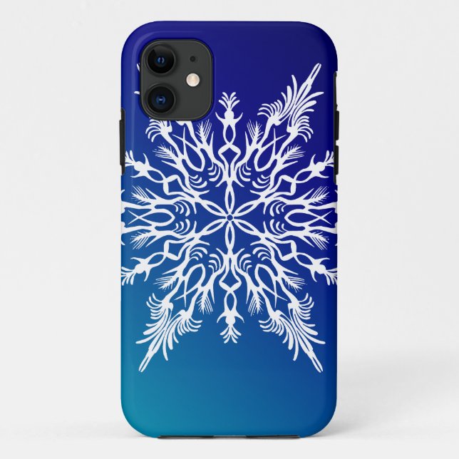 SNOWFLAKE auf blau Case-Mate iPhone Hülle (Rückseite)