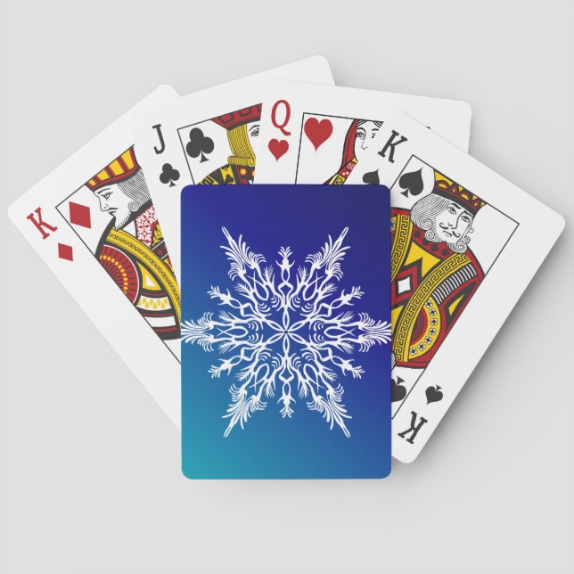 SNOWFLAKE auf blau Spielkarten (Rückseite)