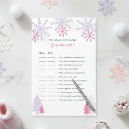 Snowflake Baby Dusche Rate, wer sagte es Spiel