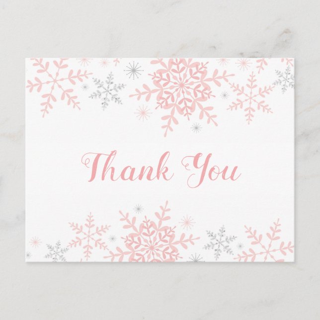Snowflake Baby Girl Dusche Danke Postcard Postkarte (Vorderseite)