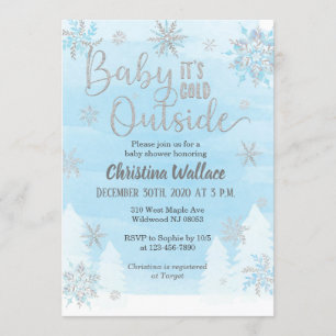 Snowflake Baby Shower Einladung für einen Jungen