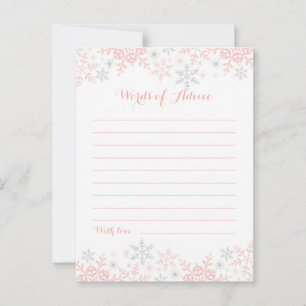 Snowflake Babydusche Worte des Ratgebers Hinweiskarte