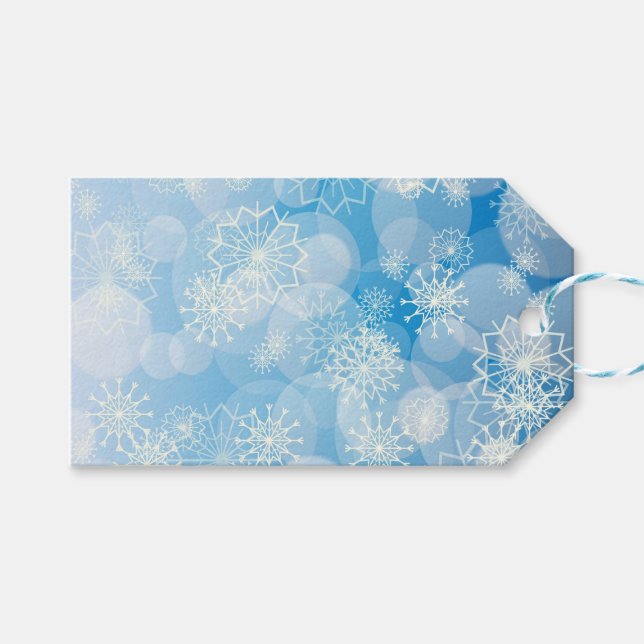 Snowflake background geschenkanhänger (Vorderseite (Horizontal))