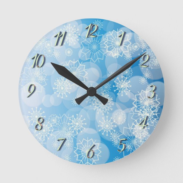 Snowflake background runde wanduhr (Vorderseite)